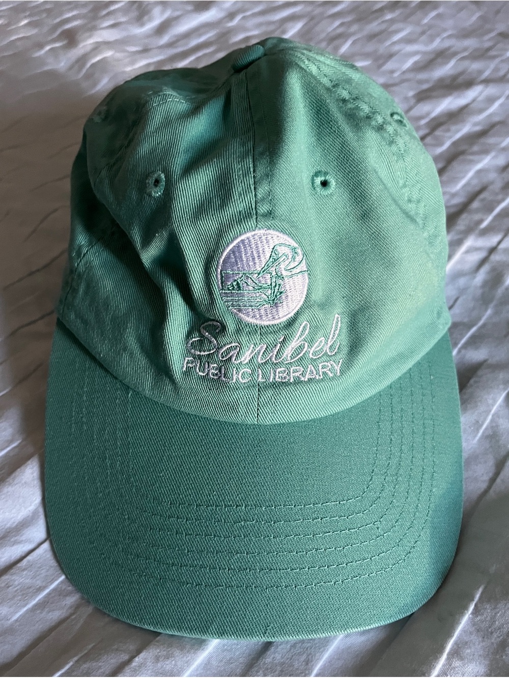 📚 Sanibel Public Library Embroidered Cap | Seafoam Green + Adjustable